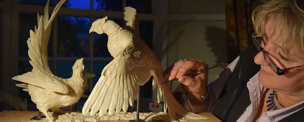 Mairi Hunt at work on one of her sculptures